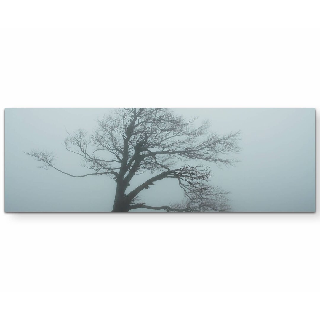 Leinwandbild Baum am See im Nebel