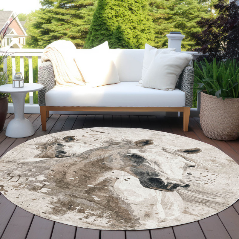 Tapis ivoire intérieur / extérieur lavable à la machine Cinead ACN1719, Rond 8 pi