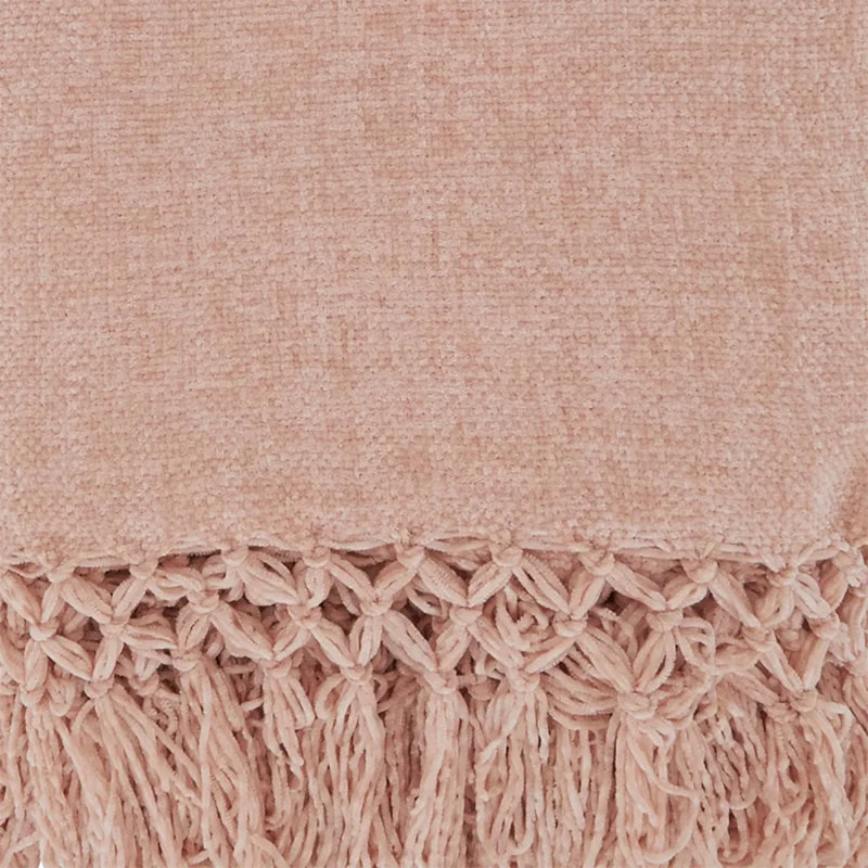 Jeté en chenille unie noué à la main l 50 po x L 60 po Blush, Rose