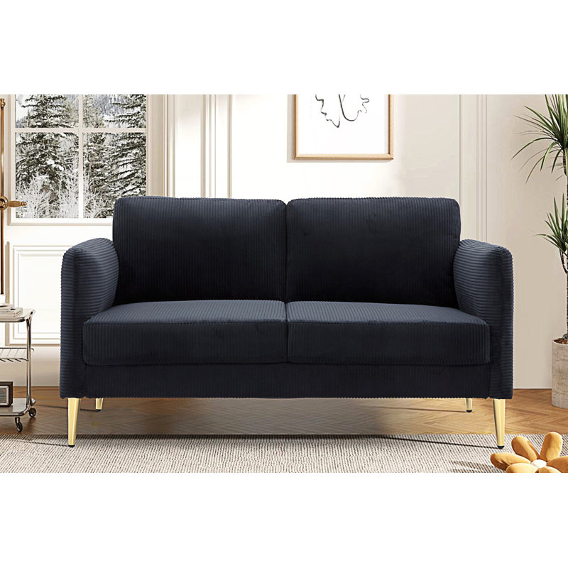 Causeuse moderne, coussins rembourrés moelleux, Black