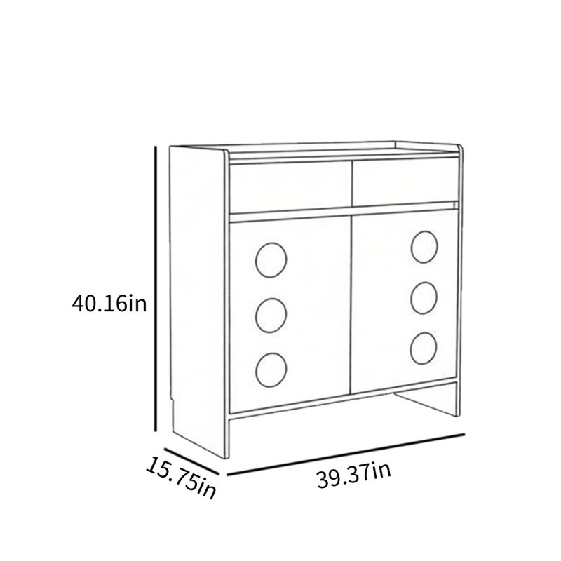 Retro Small Shoe Storage Cabinet, Walnut