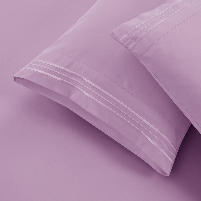 1800 Series Double-Brushed Microfiber Hypoallergenic Sheet Set, Lilac, California King Sheet Set with 2 Pillowcases