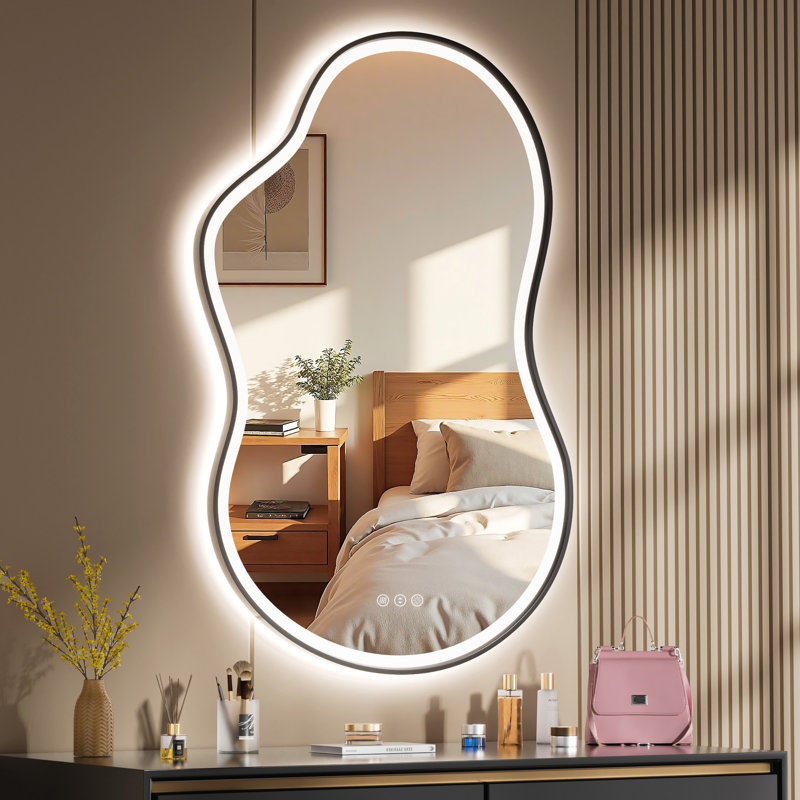 Cloud Shape LED Bathroom Mirror - Anti-Fog, Dimmable Light, Tempered Glass - ETL Listed for Safety, 35" x 24"