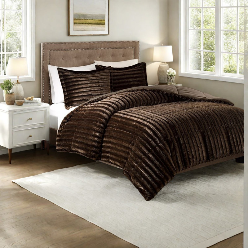 Ensemble de literie luxueuse en fausse fourrure, polyester doux et confortable