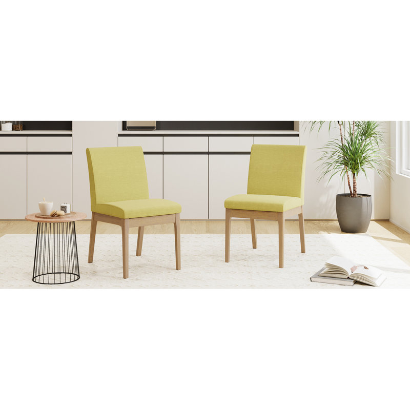 Chaises de salle à manger rembourrées avec bois d'hévéa fiable , Vert, Naturel