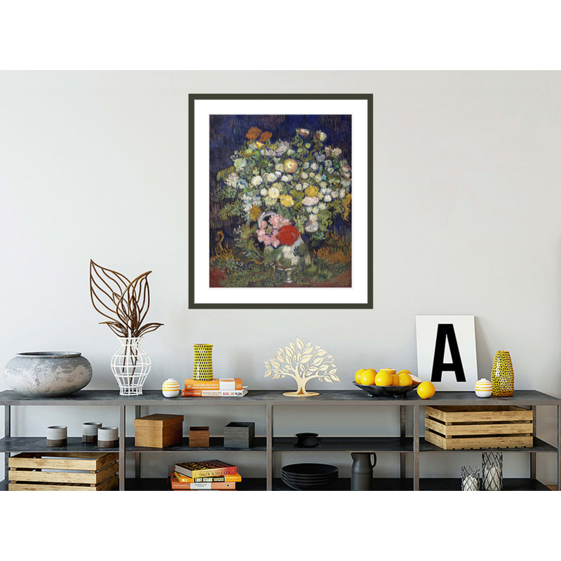 «Bouquet of Flowers in a Vase» par Vincent van Gogh, impression giclée encadrée, H 39,14 po x l 33,5 po