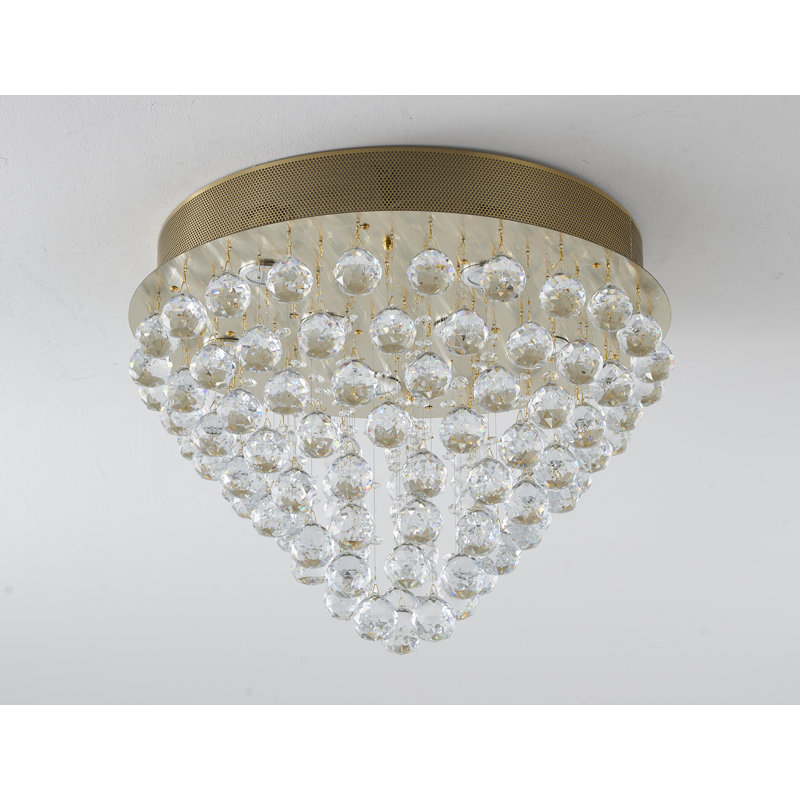 Plafonnier encastré en cristal 9 lumières Gurshan, Laiton
