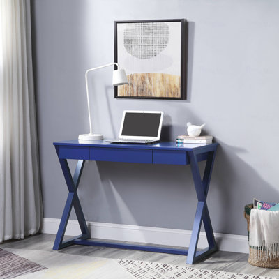 Bureau d'écriture 1 tiroir Twilight Blue avec base en forme de X