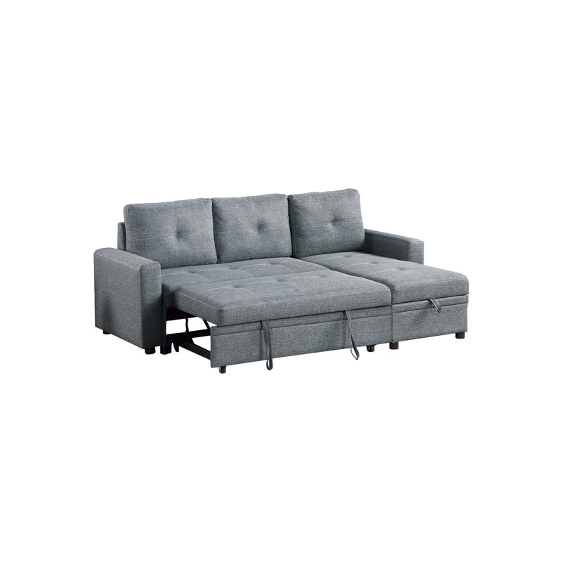 Convertible Sectional, Light Gray Polyfiber