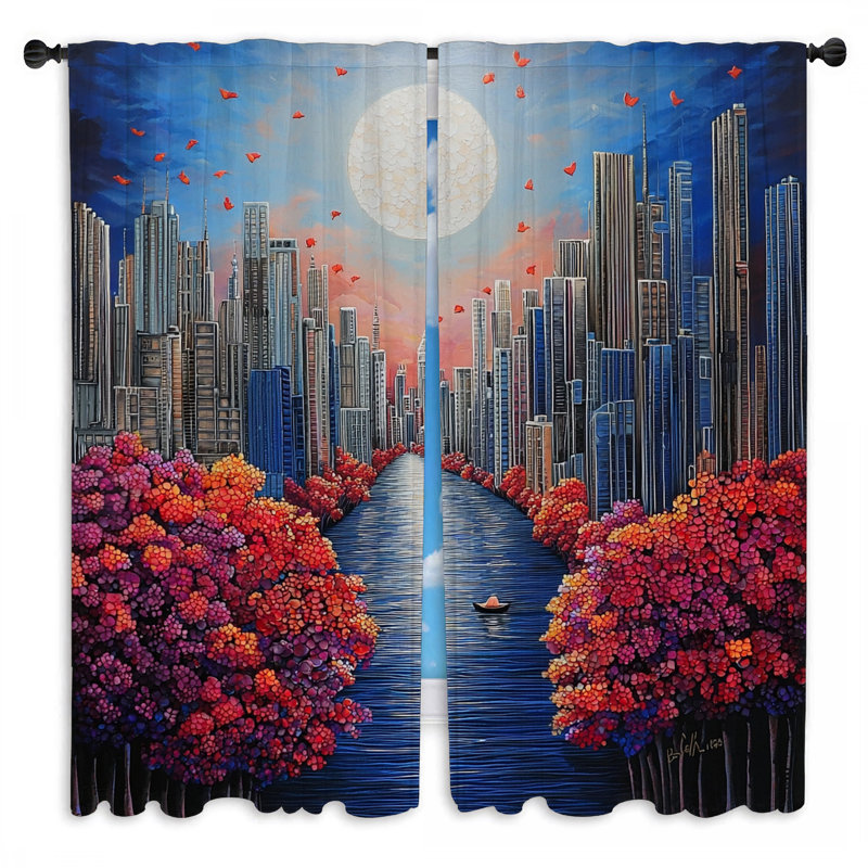 Rideaux de fenêtre Cityscape Urban Modern - 2 panneaux, L 20 po x L 61 po