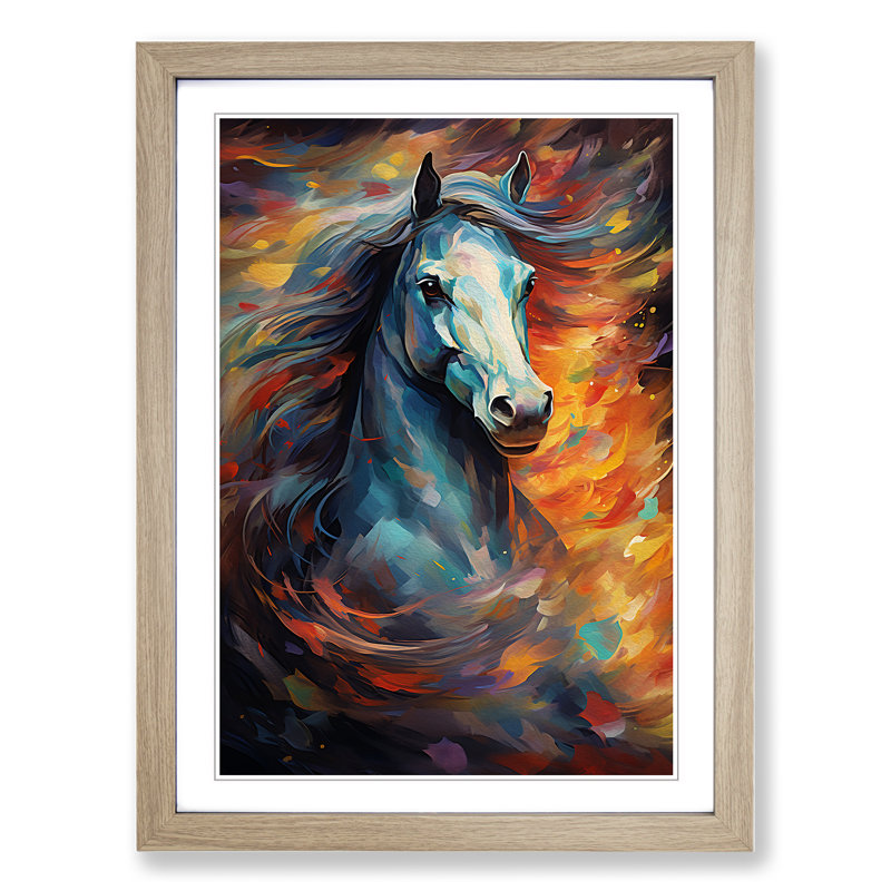 Horse Abstract - Single Picture Frame Print on Wood