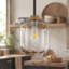 Luminaires suspendus 1 lumière en verre de style campagnard avec corde en jute, îlot de cuisine à hauteur réglable