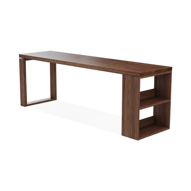 Bureau d'écriture rectangulaire en bois massif brun noisette, H 29,53 po x l 86,61 po x P 23,62 po