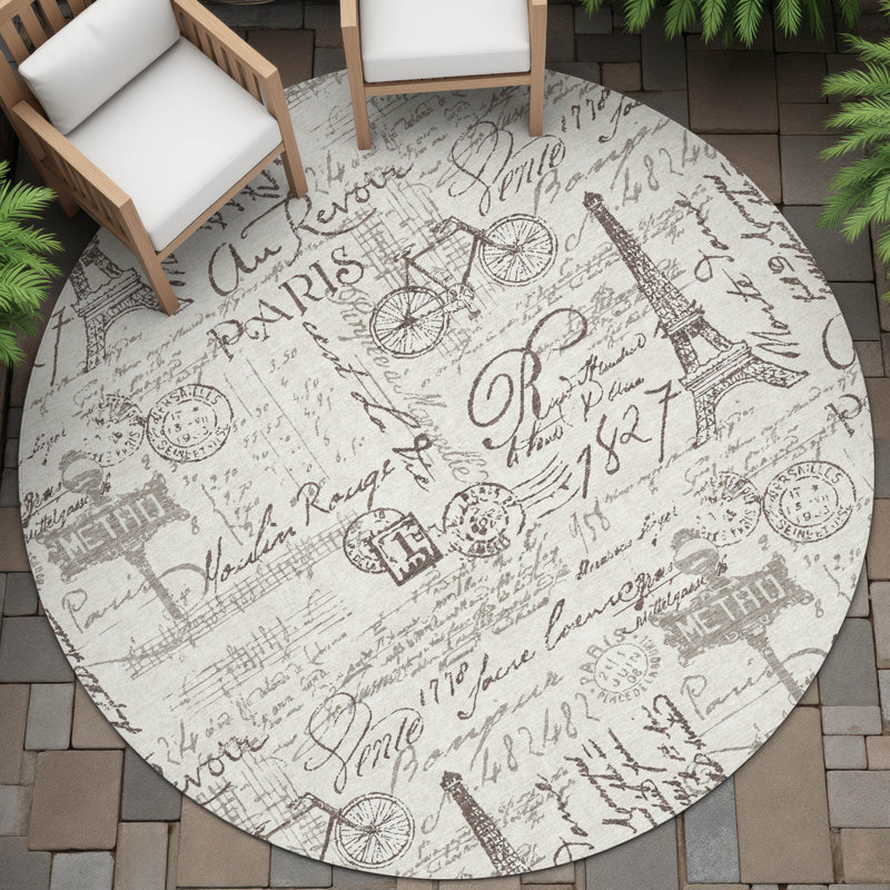 Machine Washable Indoor/Outdoor Eden ACN2209 Novelty Rug, Round 8'