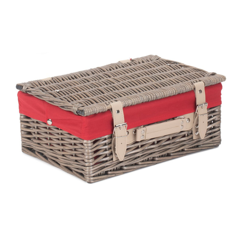 Wicker Picnic Basket, Red, 19cm H x 41cm W x 31cm D