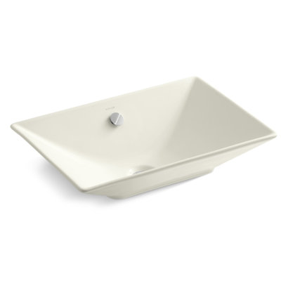 Reve Fireclay Rectangular Vessel Bathroom Sink with Overflow