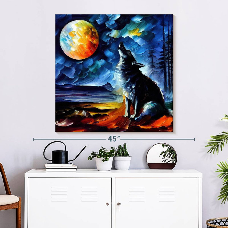 Brampt Moonlit Wolf I, 33" H x 33" W