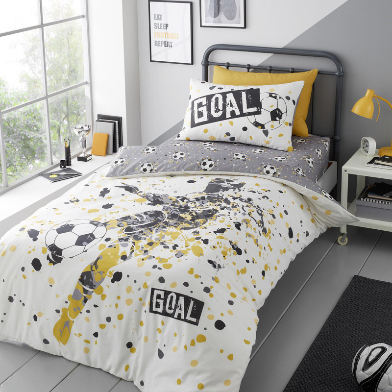 Goal Polyester Duvet Cover Set with Pillowcases Included, Single Duvet Cover Set + 1 Pillowcase