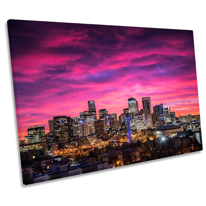 Denver City Skyline Colorado - Wrapped Canvas Print, 30.5cm H x 45.7cm W 