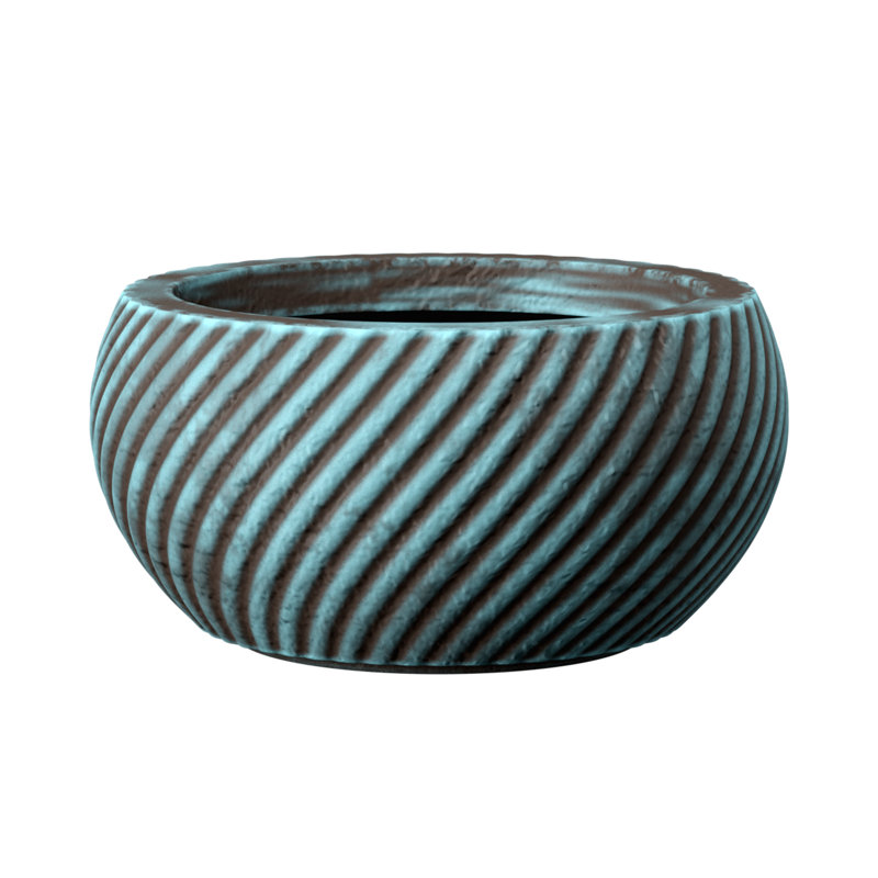 11 in. Turquoise（Upgraded Interior） Concrete Round Planter / Pot with Drainage Holes for Indoor & Outdoor, 12.2*12.2*6.1