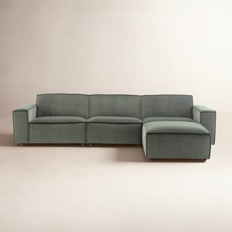 Canapé modulaire 4 pièces Shonnard, Mélange de coton vert