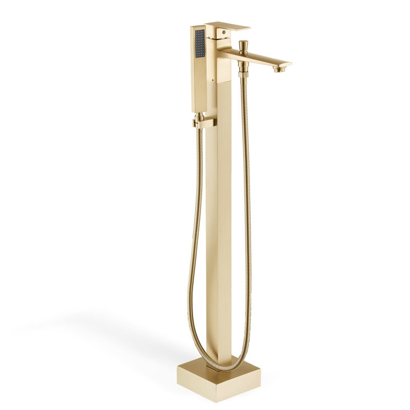 Robinet de baignoire autoportant à poignée simple avec inverseur, Or brossé