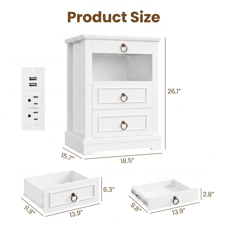 Sadet 23.6'' W 3 - Drawer Dresser, Set of 2, White