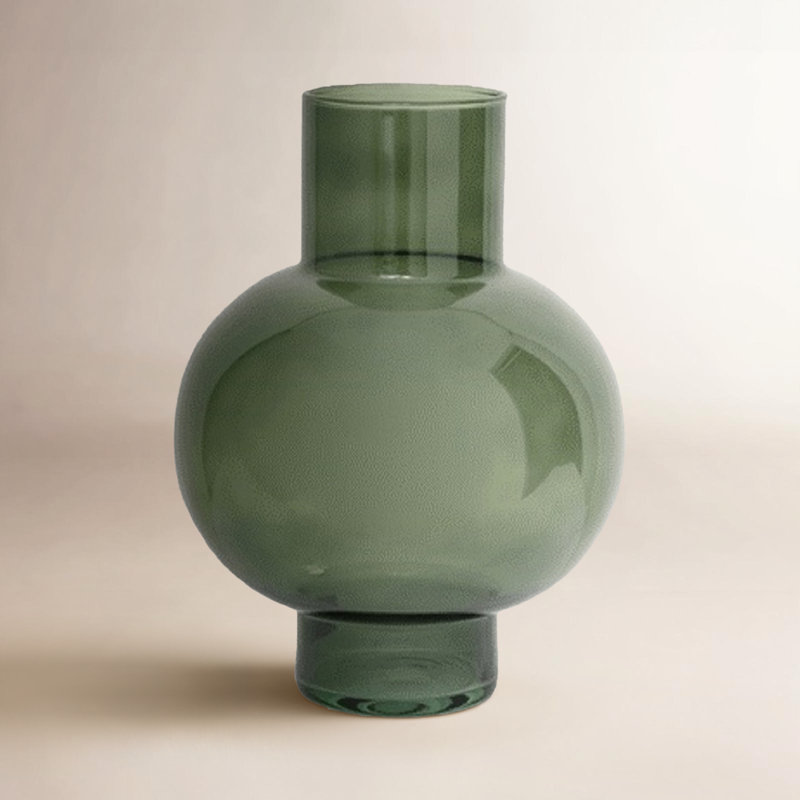Clarabelle Glass Table Vase, 9.45" H x 7" W x 7" D, Duck Green