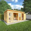 Mercia 17ft x 10ft Studio Pent Log Cabin With Side Shed (44mm)