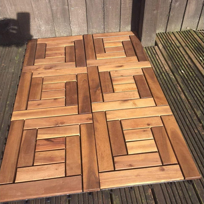 12.2047'' L x 12'' W Wood Interlocking Deck Tile in Brown