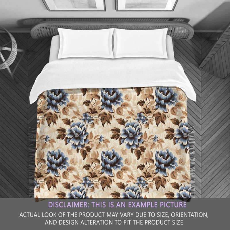 Machine Printed Comforter, Brown/Navy, King Comforter