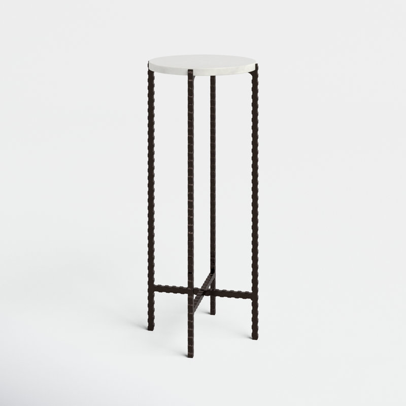 Lia Plant Stand, White Marble/Black