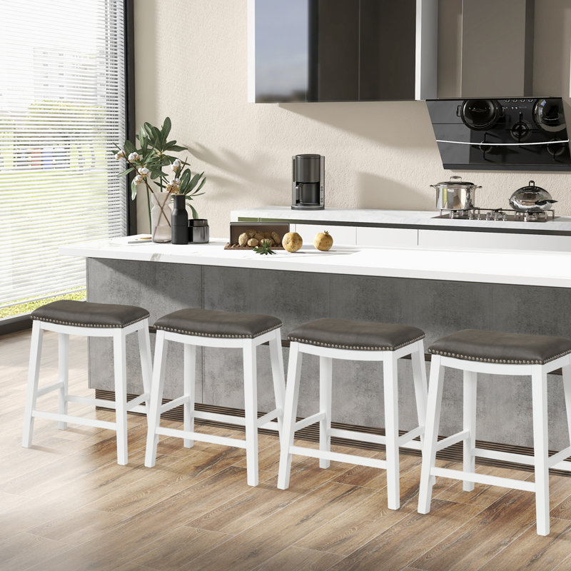 Tabouret de comptoir 26 po Jeko, Blanc, Gris
