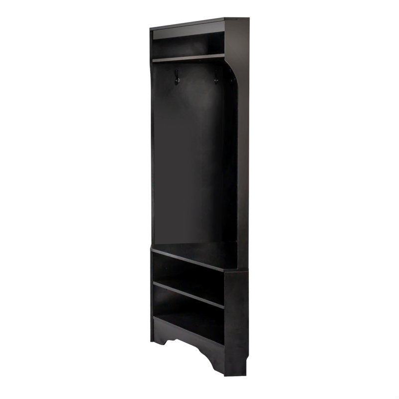 Corner Hall Tree With Shoe Bench, Versatile Entryway Coat Rack With 4 Hooks, Corner Cabinet With Adjustable Shelf