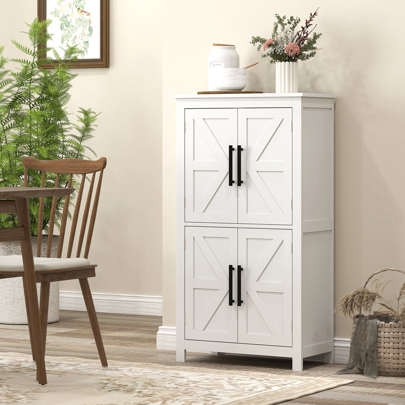 Bathroom Floor Cabinet, Farmhouse Bathroom Cabinet With Barn Doors, Bathroom Storage Cabinet With Adjustable Shelf For Bathroom, Kitchen, Living Room