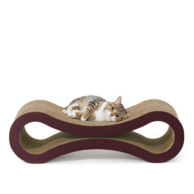Infinity Cat Scratcher Lounger, Reversible Scratcher, Large Cat Scratching Pad, Cat Scratching Board, Scratch Pad for Indoor Cats, Brown