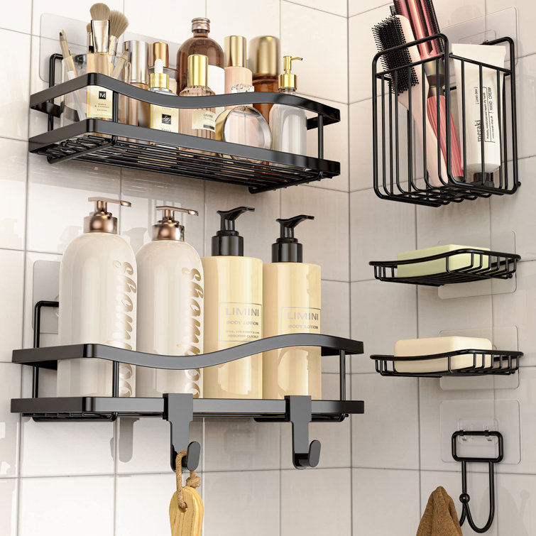 Rebrilliant Shower Caddy,2 Pack Shower Shelves,Adhesive Shower Organizer,No Drilling Shower Rack,Large Capacity,Rustproof Stainless Steel Bathroom Shower Organize