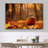 Autumn Fall "Thanksgiving Pumpkin In Orange Forest Nature Landscape Large Framed Canvas Print Decor-98161383