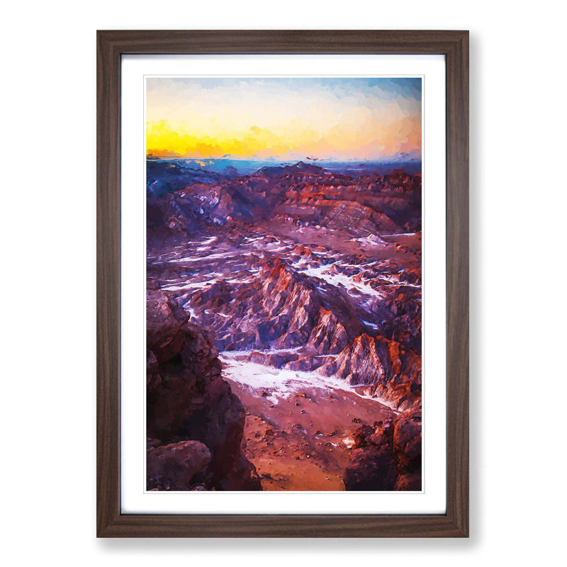 Sunset over the Atacama Desert in Abstract - Picture Frame Graphic Art Print, 36cm H x 27cm W x 2cm D, Walnut Framed