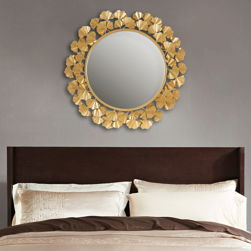 Miroir mural rond doré 30,5 po