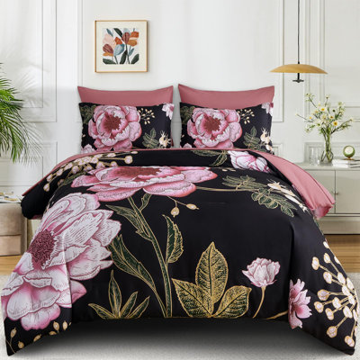 7-Piece Floral Comforter Set - Soft Microfiber Bedding Set for All Seasons