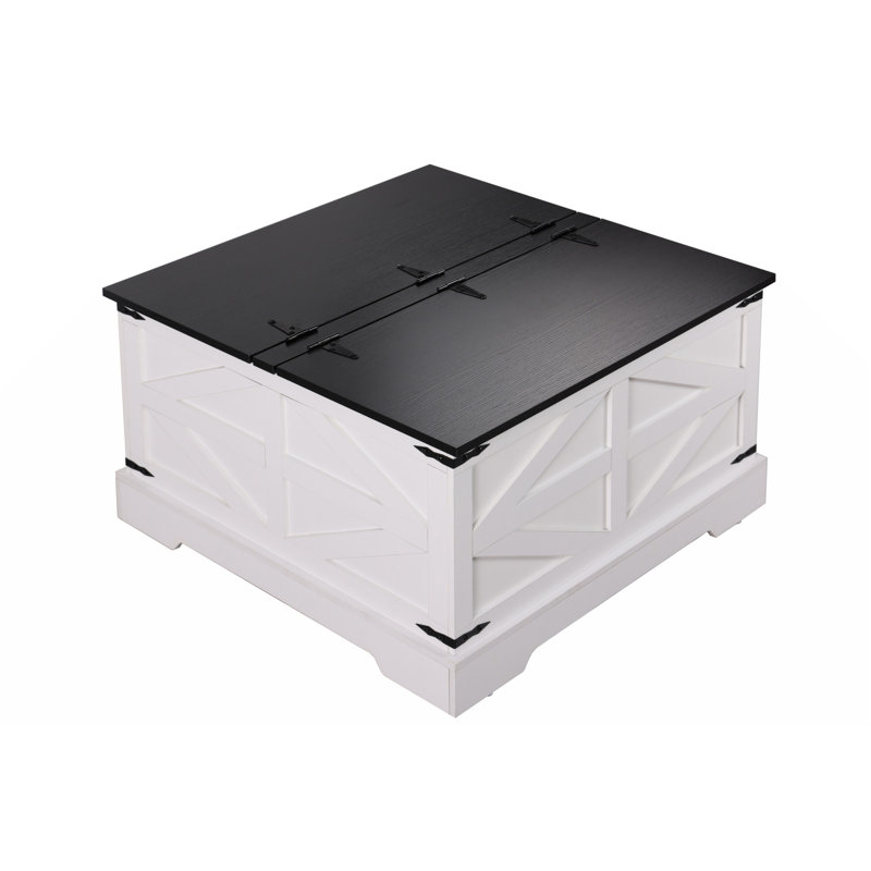 Wood Farmhouse Rustic Coffee Table, Black/White
