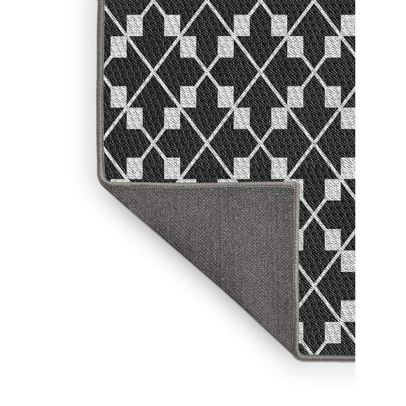 Tapis noir à motif géométrique Knopp, Rectangle 8 pi x 10 pi
