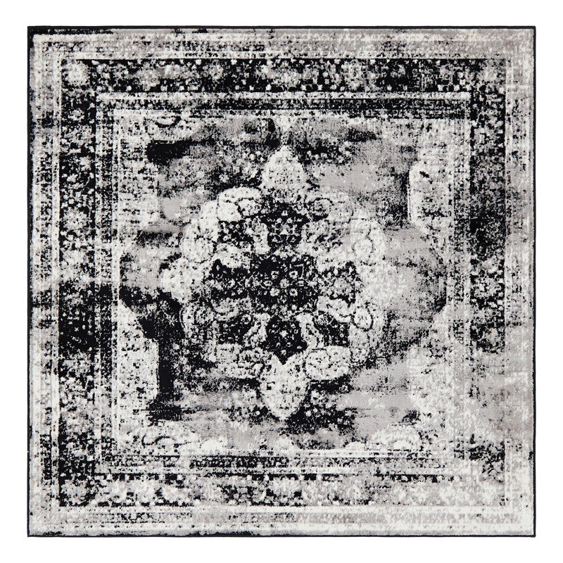 Brandt Oriental Area Rug, Square 8', Black 