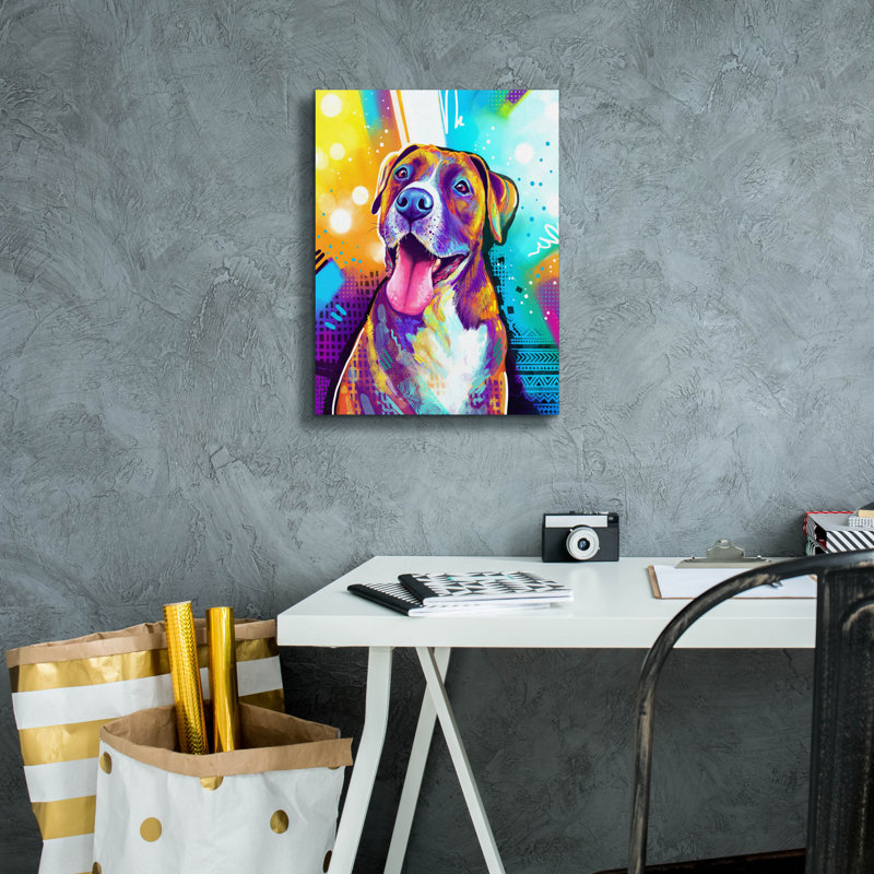 «Pop Art Pit Bull 5» par Furbaby Affiliates, art mural sur toile, H 16 po x l 12 po x P 0,75 po
