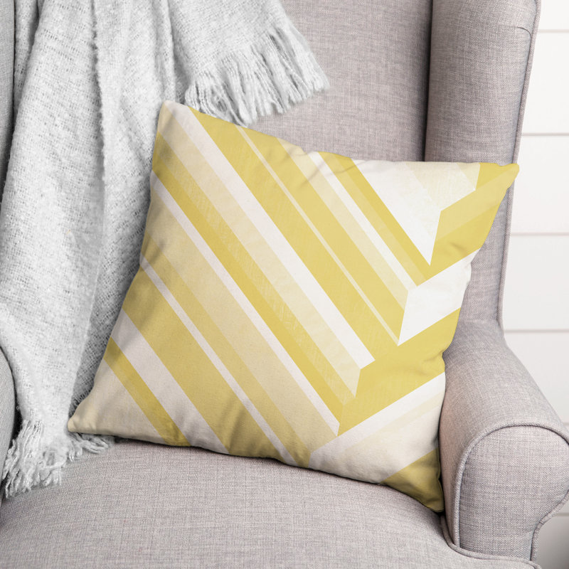 Striped Outdoor Reversible Throw Pillow, Yellow