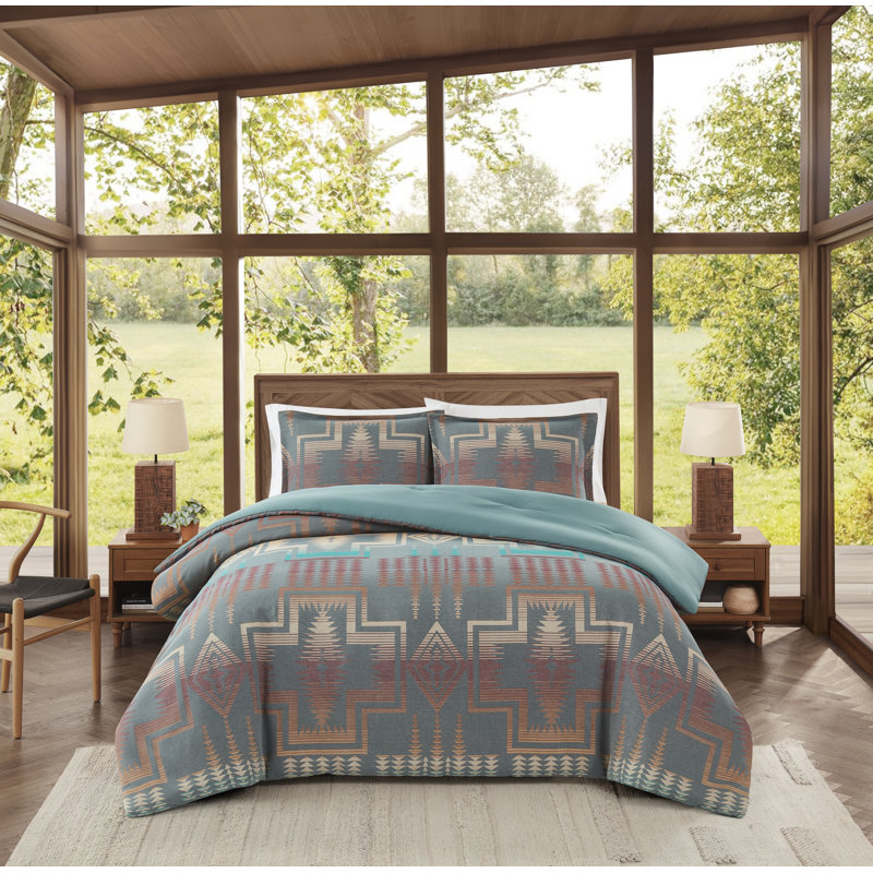 Full Slate Cotton Reversible Comforter Set