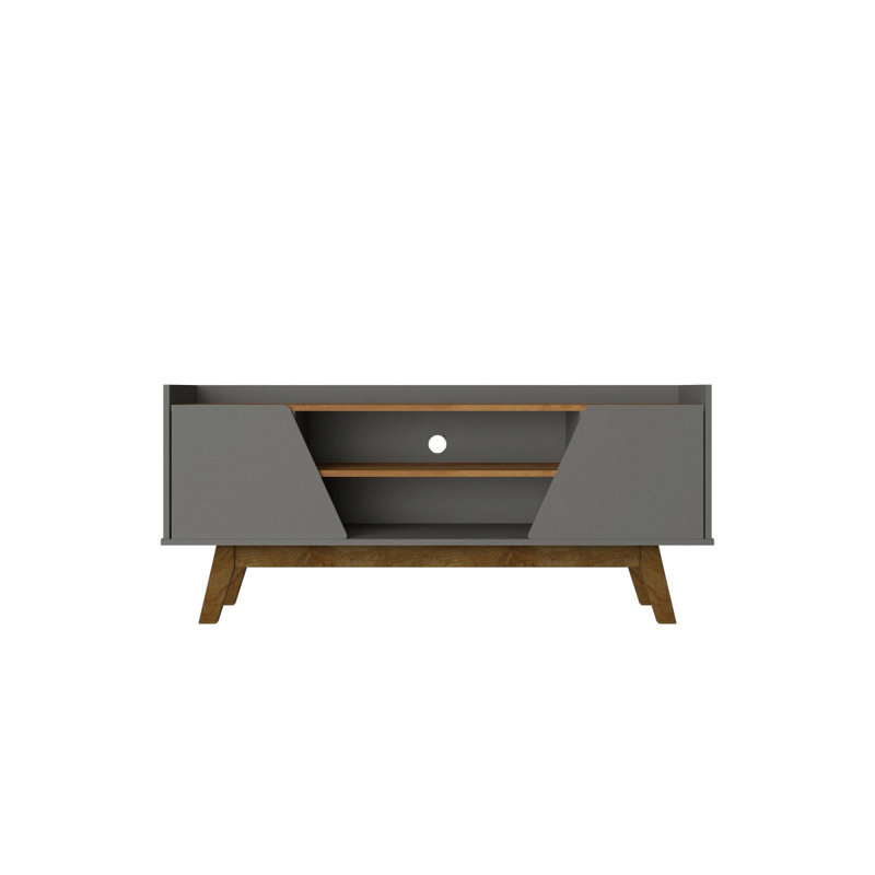 Marcus 53" TV Stand In Dark Sage Gray And Brown, Dark Gray