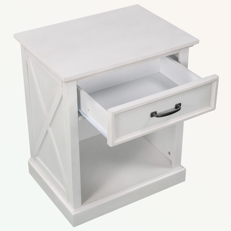 Table de chevet 1 tiroir Everhart, Blanc