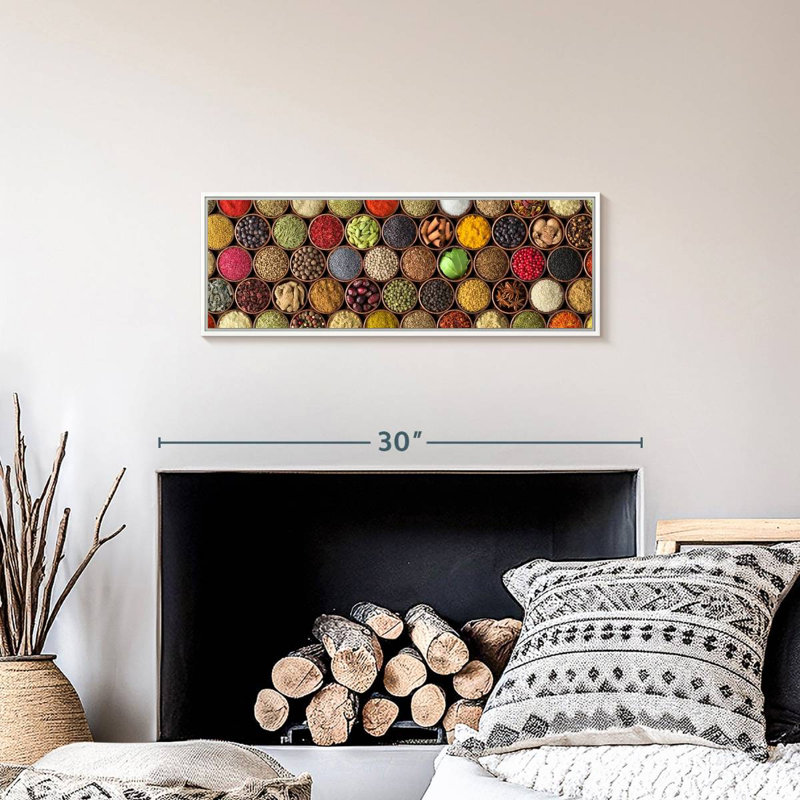 Épice de toutes sortes, 25" X 9", Cadre flottant blanc